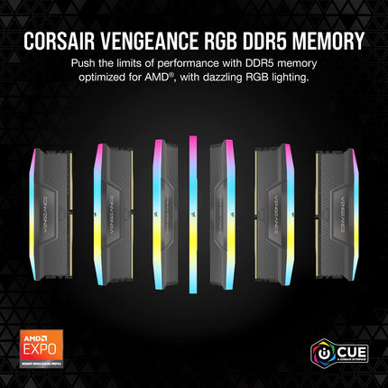 Corsair Vengeance RGB 64GB (2x32Gb) DDR5 6000MHz CL40 EXPO XMP RAM Kit