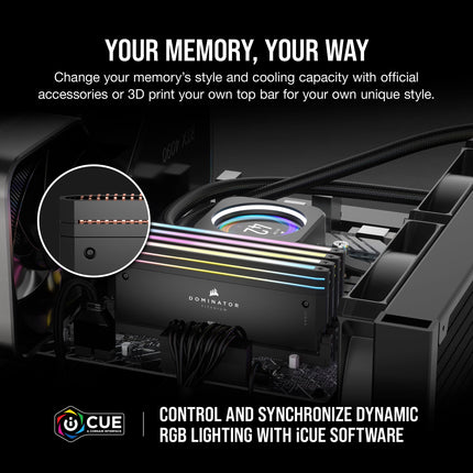 CORSAIR DOMINATOR TITANIUM RGB DDR5 RAM 96GB (4x24GB) DDR5 Up to 6000MHz CL30 Intel XMP iCUE Compatible Computer Memory - Black (CMP96GX5M4B6000C30)