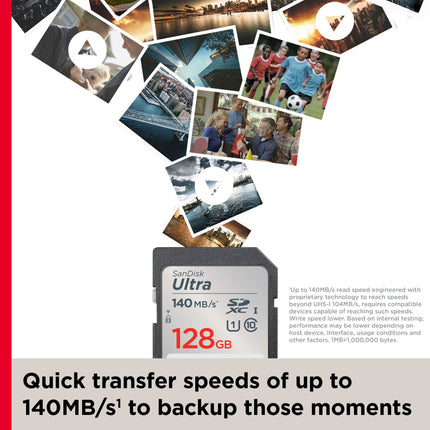SanDisk Ultra 128GB SDXC UHS-I Class 10 U1 Up to 140MB/s Read Memory Card