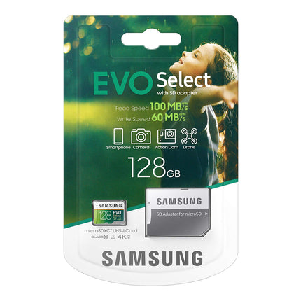 Samsung EVO Select 128GB microSDXC UHS-I U3 Up to 100MB/s Read Memory Card