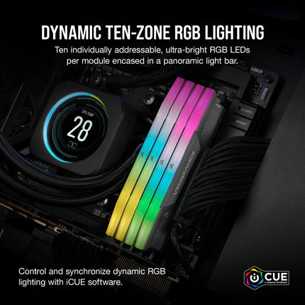 Corsair Vengeance RGB 64GB 2 x 32GB DDR5 6000MHz CL40 UDIMM Desktop RAM