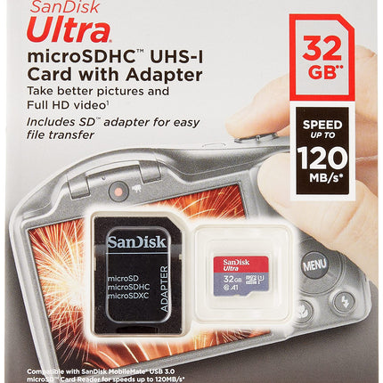 SanDisk Ultra 32GB microSDHC UHS-I U1 A1 Up to 120MB/s Read Memory Card