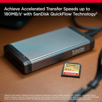 SanDisk Extreme 512GB SDXC UHS-I Class 10 U3 V30 130MB/s Write Memory Card