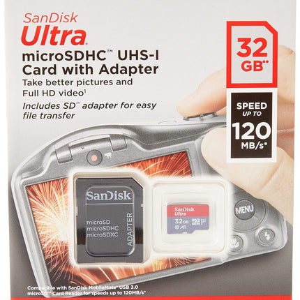 SanDisk Ultra 32GB microSDHC UHS-I U1 A1 Up to 120MB/s Read Memory Card