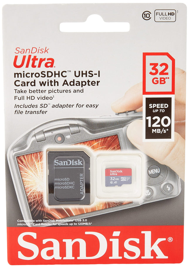 SanDisk Ultra 32GB microSDHC UHS-I U1 A1 Up to 120MB/s Read Memory Card