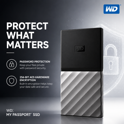 WD My Passport 1TB Portable SSD, USB-C Solid State Drive