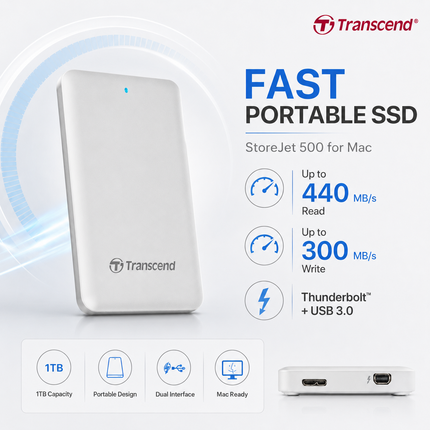 Transcend StoreJet 500 1TB Thunderbolt Portable SSD