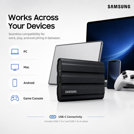 Samsung T7 Shield 4TB USB-C Rugged External SSD Black