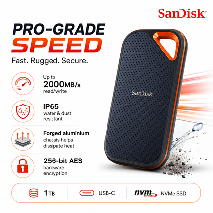 SanDisk Extreme PRO 1TB Portable SSD USB-C External Drive