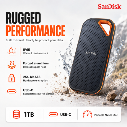 SanDisk Extreme PRO 1TB Portable SSD USB-C External Drive
