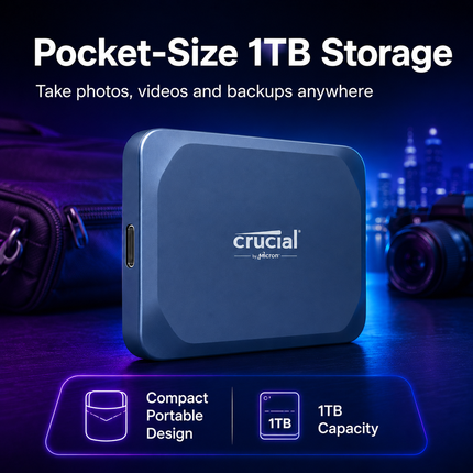 Crucial X10 1TB USB-C Portable SSD, Up to 2100 MB/s