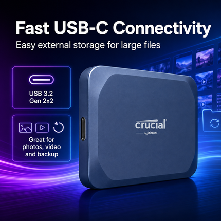 Crucial X10 1TB USB-C Portable SSD, Up to 2100 MB/s