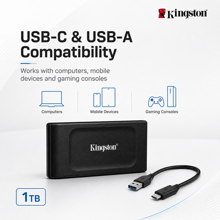 Kingston XS1000 1TB Portable SSD USB 3.2 Gen 2