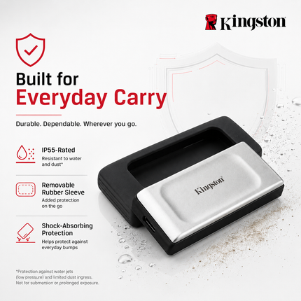 Kingston XS2000 2TB USB-C Portable SSD, Up to 2000MB/s