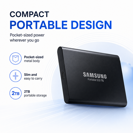 Samsung T5 2TB Portable SSD USB 3.1 Gen 2 Black