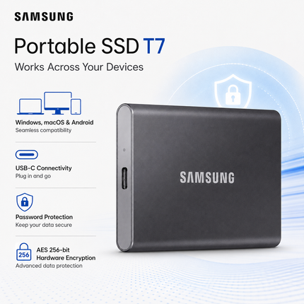 Samsung T7 2TB Portable SSD USB 3.2 Gen 2 Grey