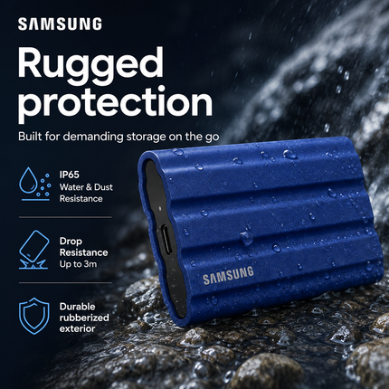 Samsung T7 Shield 1TB USB-C Portable SSD Blue