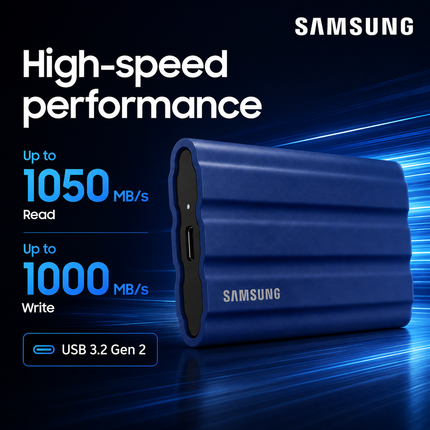 Samsung T7 Shield 1TB USB-C Portable SSD Blue