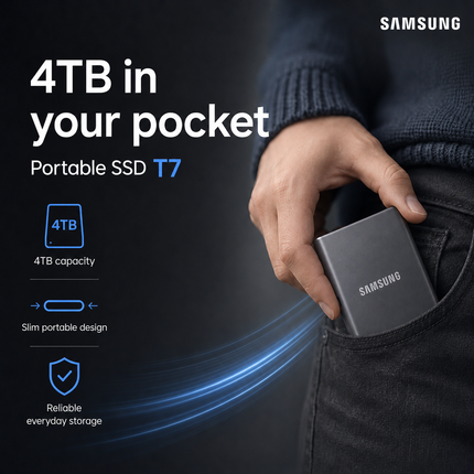 Samsung T7 4TB USB-C SSD for Fast External Storage
