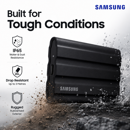 Samsung T7 Shield 2TB Portable SSD USB-C, Black