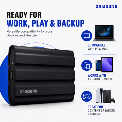 Samsung T7 Shield 2TB Portable SSD USB-C, Black