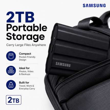 Samsung T7 Shield 2TB Portable SSD USB-C, Black