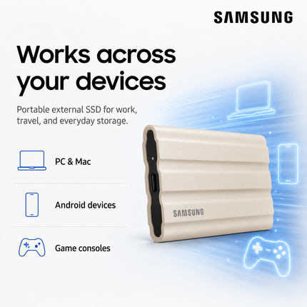 Samsung T7 Shield 2TB USB-C Portable SSD Beige