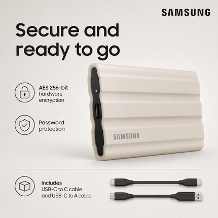 Samsung T7 Shield 2TB USB-C Portable SSD Beige
