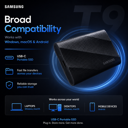Samsung T9 4TB USB-C Portable SSD, 2000MB/s