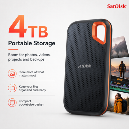 SanDisk Extreme Portable 4TB SSD USB-C External Solid State Drive