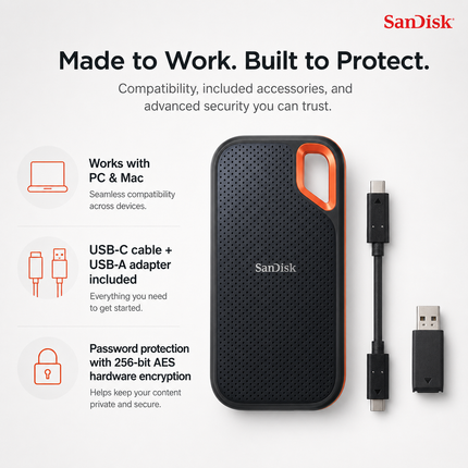 SanDisk Extreme Portable 4TB SSD USB-C External Solid State Drive
