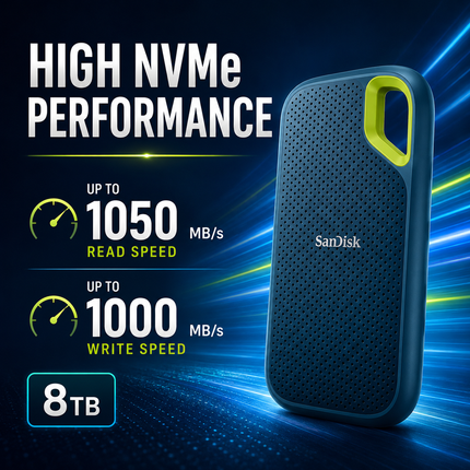 SanDisk Extreme 8TB Portable SSD USB-C 1050MB/s Monterey