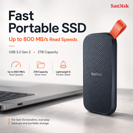 SanDisk Portable SSD 2TB USB-C External Solid State Drive