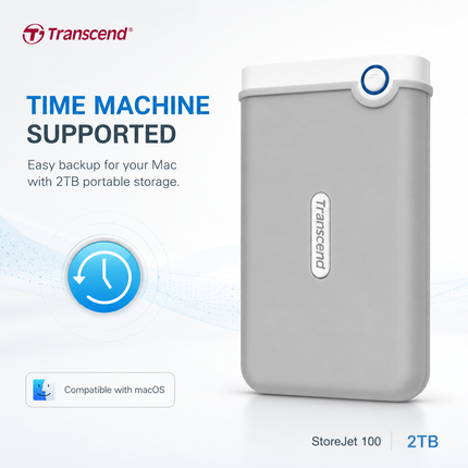 Transcend StoreJet 100 2TB Portable External Hard Drive for Mac