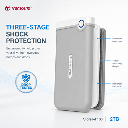 Transcend StoreJet 100 2TB Portable External Hard Drive for Mac
