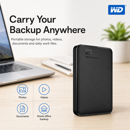 WD Elements Portable 2TB USB External Hard Drive