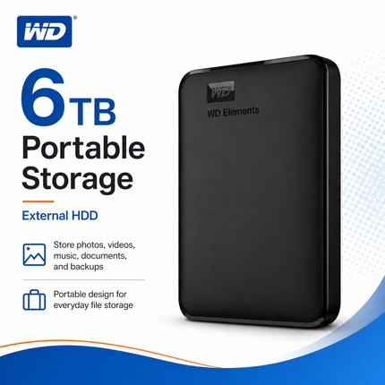 WD Elements 6TB Portable External Hard Drive