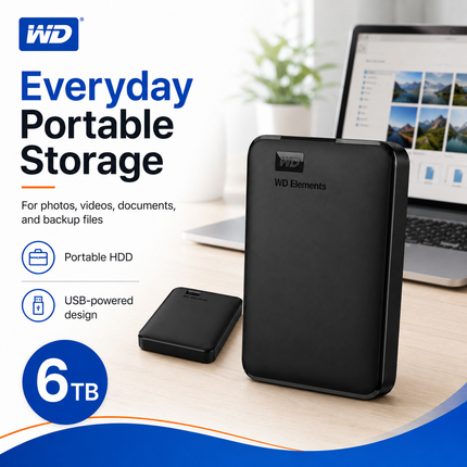WD Elements 6TB Portable External Hard Drive