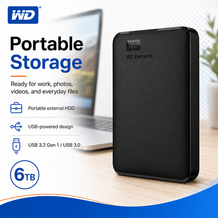 WD Elements 6TB Portable External Hard Drive