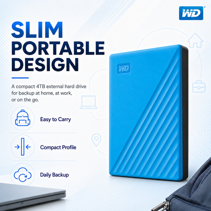 WD My Passport 4TB Blue Portable External Hard Drive