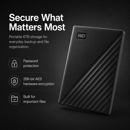WD My Passport 6TB Portable External Hard Drive Black