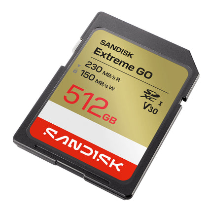SanDisk Extreme GO 512GB SDXC UHS-I U3 V30 230MB/s SD Card for Cameras