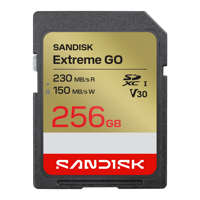 SanDisk Extreme GO 256GB SDXC UHS-I U3 V30 230/150MB/s SD Card for Camera